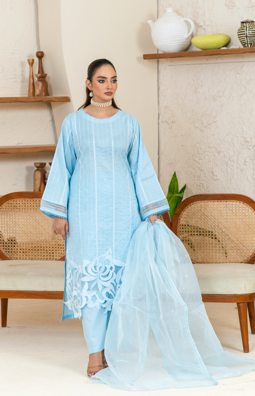 Elegant Embroidered 3PC Suit – Mid-Weather Collection