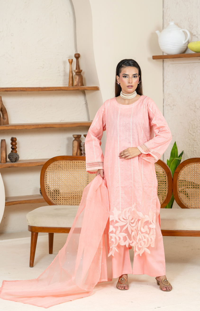 Elegant Embroidered 3PC Suit – Mid-Weather Collection