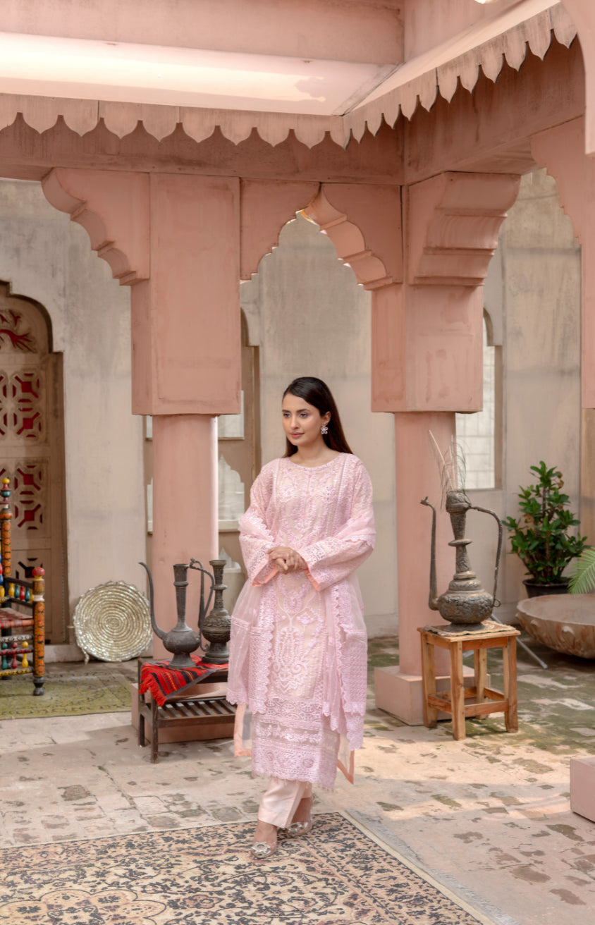 Mahveen – Signature Embroidered Organza 3PC Suit