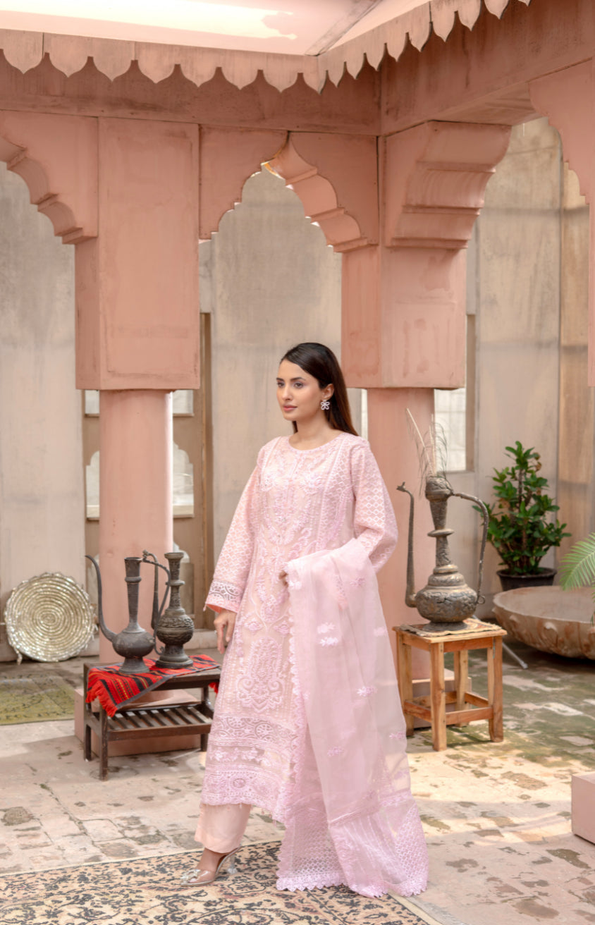 Mahveen – Signature Embroidered Organza 3PC Suit