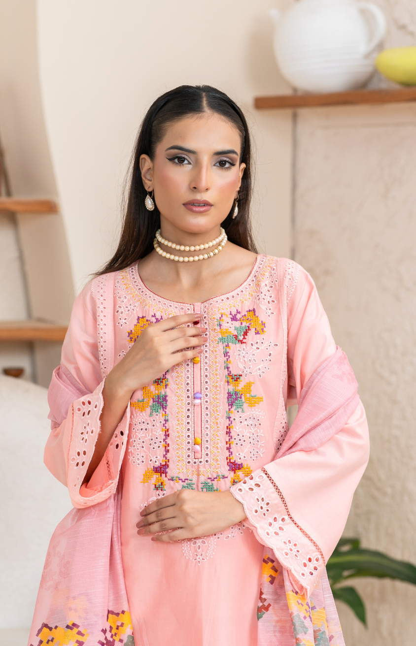 Elegant Embroidered 3-Piece Suit – Mid Winter Collection